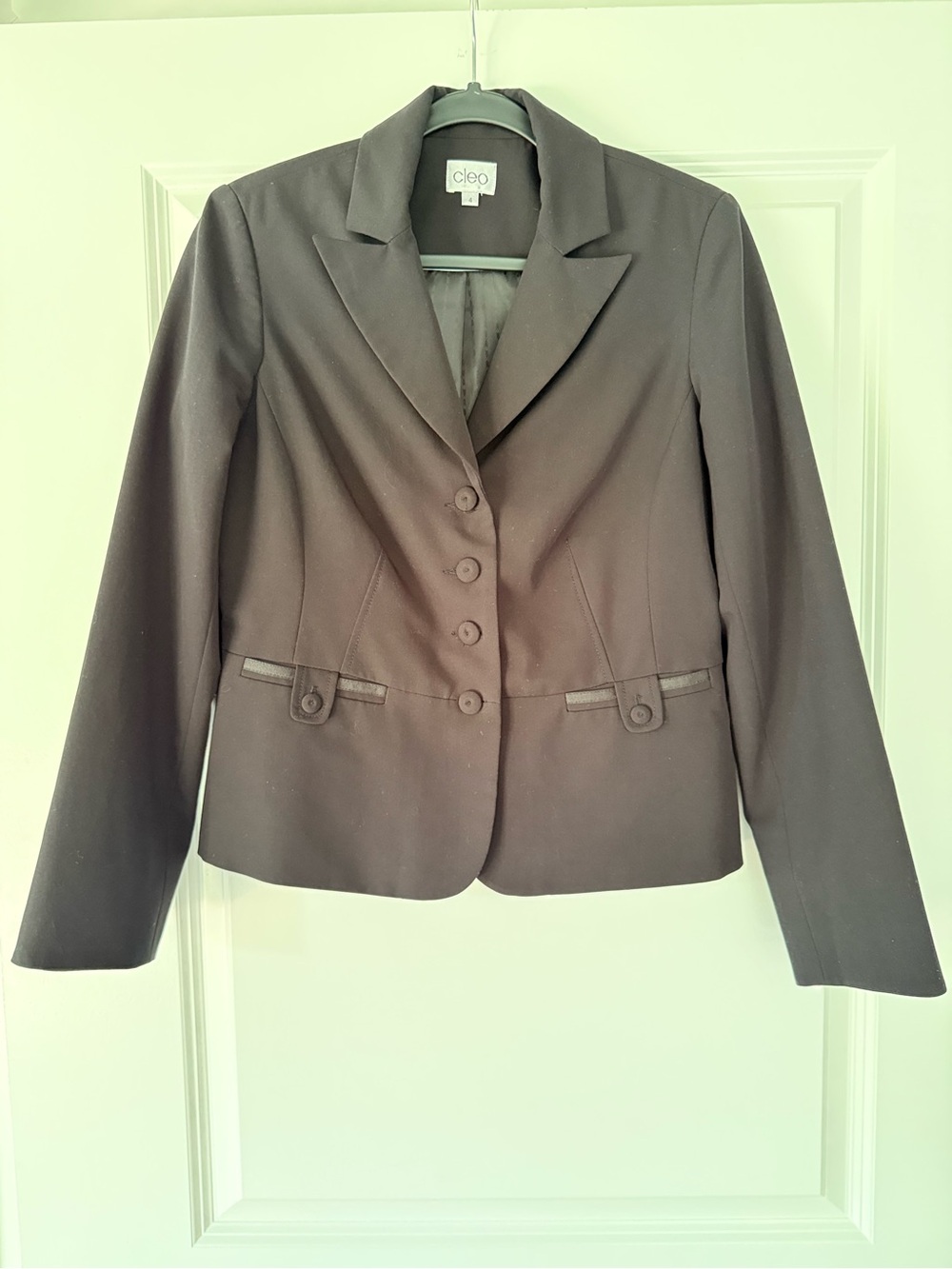 cleo Black Fitted Button-Front Blazer